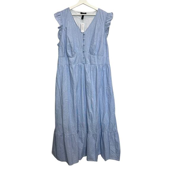 Lane Bryant Plus 22 Maxi Dress Cap Flutter Sleeve Flounce Hem Feminine Romantic - Picture 3 of 16